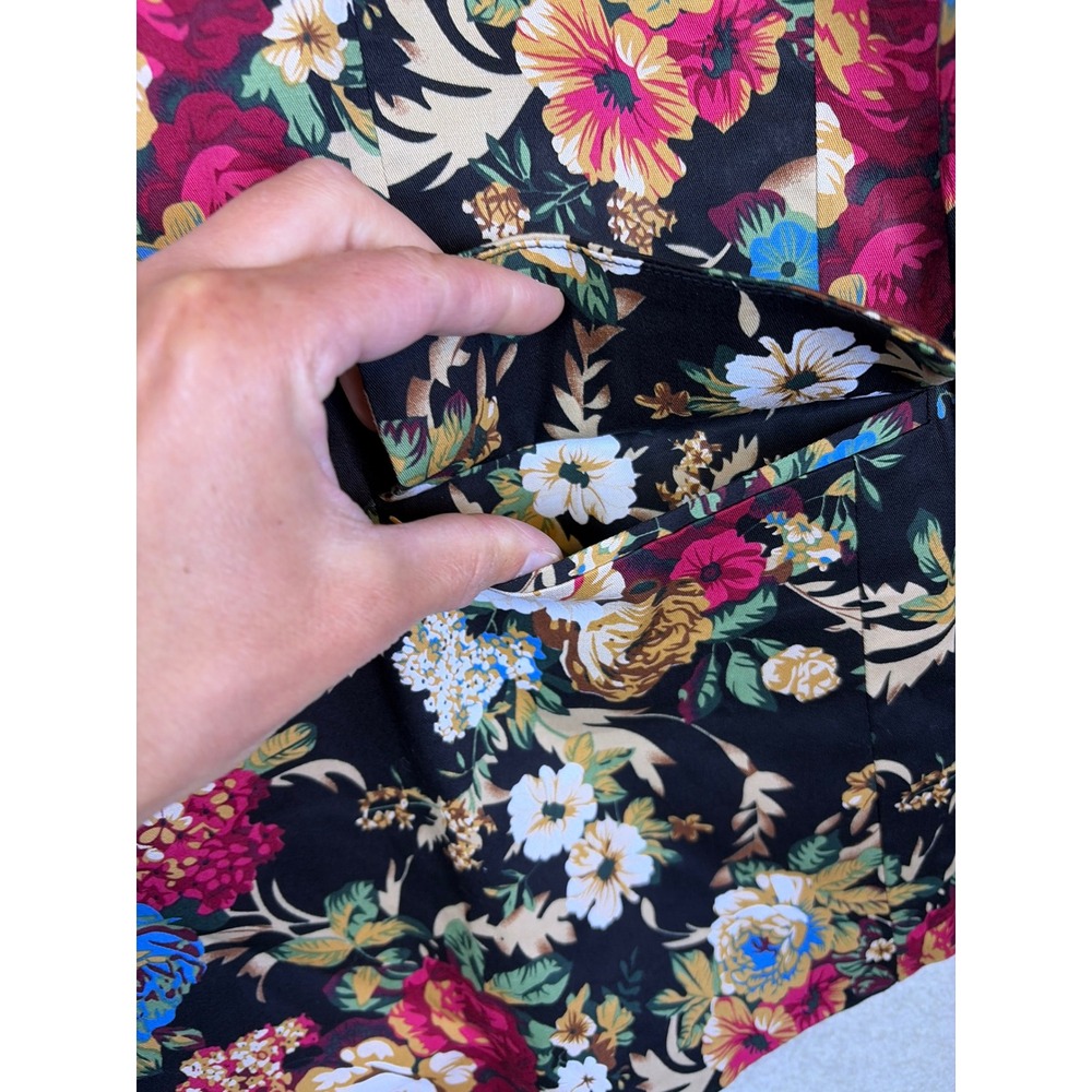 Allegra K Floral Blazer Womens XL Black Multicolor Rose Print Notch Lapel Jacket - Picture 4 of 8